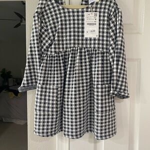 Zara Kids Black and White Gingham Dress